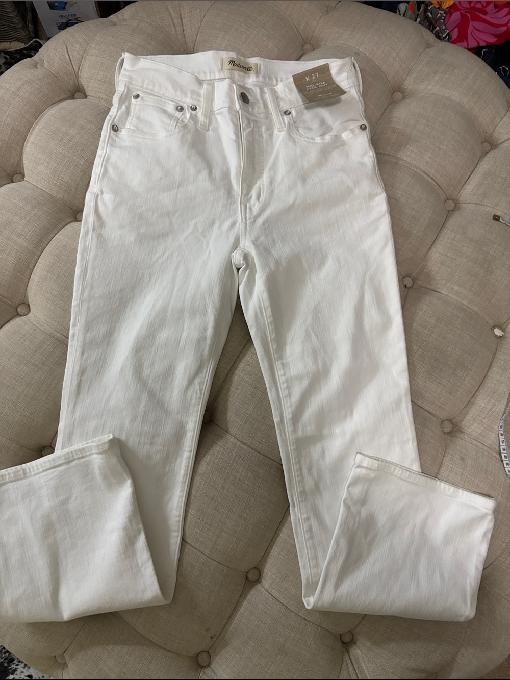 Madewell Slim White Jeans - High Waist Straight Look
